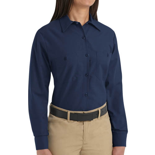 Women's Long Sleeve Soild Industrial Work Shirt