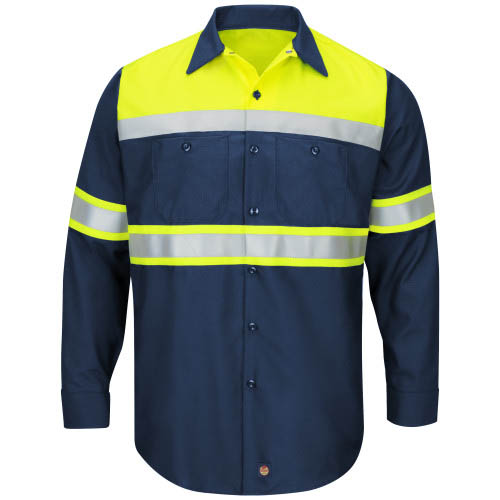 Hi-Visibility Long Sleeve Color Block Ripstop Work Shirt - Type O, Class 1